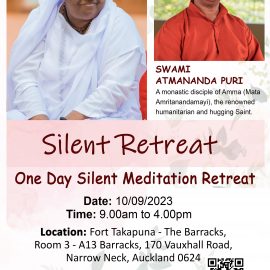 ONE DAY SILENT MEDITATION RETREAT with SWAMI ATMANANDA PURI – NORTH SHORE, AUCKLAND – SUNDAY 10th SEPTEMBER 2023